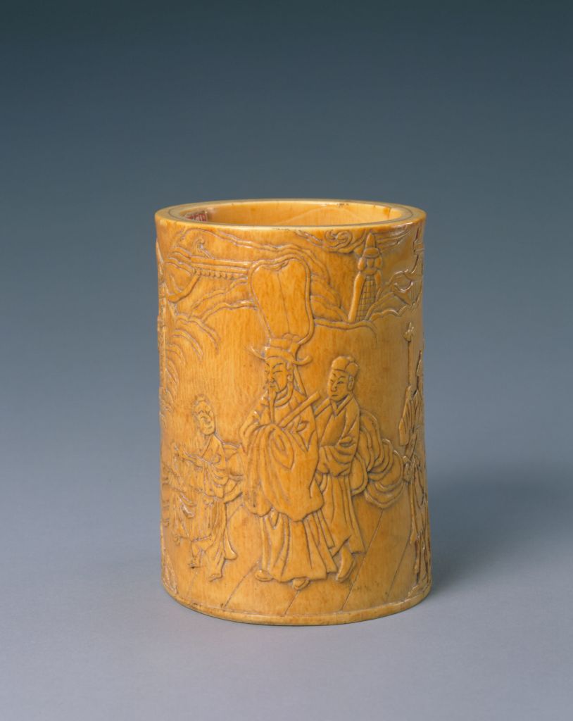 图片[2]-Ivory carved landscape figure pen holder-China Archive